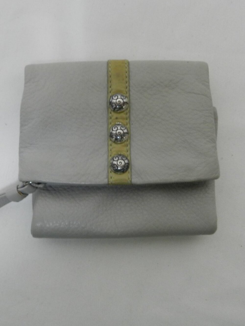 Brighton Nolita Leather small trifold wallet great change card compartment gray